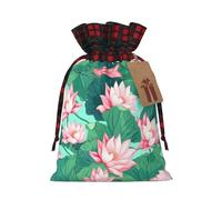 PHAYAH Blooming Lotus Pond - Bolsa de regalo de arpillera con cordón para Navidad, bolsa de almacenamiento adecuada para Navidad, fiesta de cumpleaños