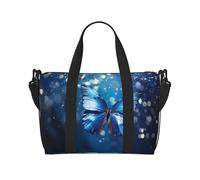 Phayah Blue Butterfly in The Water - Bolsa de viaje para fin de semana, gimnasio, para mujeres y niñas, resistente al agua, Black, Talla única