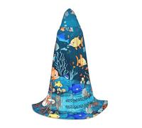 PHAYAH Blue Underwater World Of Fish - Poncho con capucha unisex para Navidad, cosplay, Halloween, fiesta de máscaras, talla L