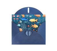 PHAYAH Blue Underwater World Of Fish - Tarjetas navideñas (10 piezas) con sobres azules, adecuadas para aniversarios de boda e invitaciones de fiesta