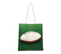 PHAYAH Bolsa de lona con diseño de pelota de rugby blanca, reutilizable, para gimnasio, playa, compras, comestibles, regalos de moda