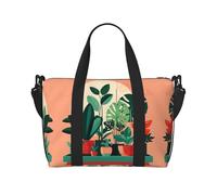 Phayah Bolsa de lona de viaje para interiores con plantas verdes en maceta, bolsa de viaje para fin de semana, gimnasio, para mujeres y niñas, bolsa de hombro para entrenamiento, resistente al agua,