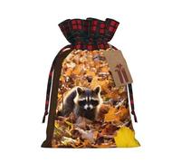 PHAYAH Bolsa de regalo con cordón de mapache sobre hojas que caen adecuada para dulces y pequeños regalos de cumpleaños, aniversarios y fiestas