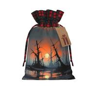 PHAYAH Bolsa de regalo de arpillera con cordón de árbol muerto al atardecer, bolsa de almacenamiento adecuada para Navidad, fiesta de cumpleaños