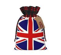 PHAYAH Bolsa de regalo de arpillera con cordón de bandera del Reino Unido, bolsa de almacenamiento, adecuada para Navidad, fiesta de cumpleaños
