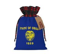 PHAYAH Bolsa de regalo de arpillera con cordón de la bandera del estado de Oregon, bolsa de almacenamiento adecuada para Navidad, fiesta de cumpleaños