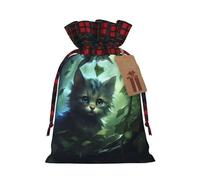 PHAYAH Bolsa de regalo de arpillera con cordón de Navidad Cat In The Vine, bolsa de almacenamiento, adecuada para Navidad, fiesta de cumpleaños