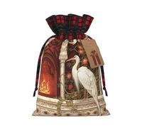 PHAYAH Bolsa de regalo de Navidad con diseño de cigüeña blanca flameante, bolsa de regalo con cordón para cumpleaños, aniversarios y fiestas, dulces y bolsas de almacenamiento
