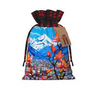 PHAYAH Bolsa de regalo de Navidad con diseño de flores en un camino extraño, bolsa de regalo con cordón para cumpleaños, aniversarios y fiestas, dulces y bolsas de almacenamiento