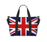 Phayah Bolsa de viaje con bandera del Reino Unido, bolsa de gimnasio, bolsa de hombro para fin de semana, bolsa de noche para mujer, color negro, talla única, Negro, One Size