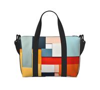 Phayah Bolsa de viaje con bloques de color irregular, bolsa de deporte, bolsa de gimnasio, bolsa de hombro para fin de semana para mujer, Black, Talla única