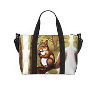 Phayah Bolsa de viaje con diseño de ardilla que come nueces, bolsa de equipaje de mano, plegable, unisex, para viajes en avión