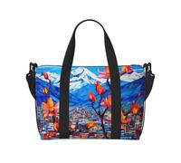 Phayah Bolsa de viaje con diseño de flores en un camino extraño, bolsa de equipaje de mano, plegable, unisex, para viajes en avión