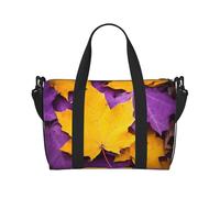 Phayah Bolsa de viaje con diseño de hoja de arce morada, bolsa de equipaje de mano, plegable, unisex, para viajes en avión