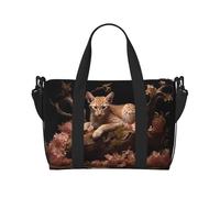 Phayah Bolsa de viaje con diseño de leopardo con gato en un árbol muerto, para fin de semana, gimnasio, para mujeres y niñas, resistente al agua, color negro, talla única, Negro, One Size