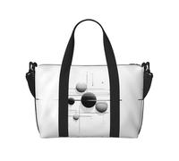 Phayah Bolsa de viaje con diseño de planeta en blanco y negro para fin de semana, para gimnasio, para mujeres y niñas, resistente al agua, Negro -, Talla única