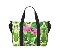 Phayah Bolsa de viaje con flores rosadas, bolsa de deporte, bolsa de gimnasio, bolsa de hombro para fin de semana, bolsa de noche para mujer, color negro, talla única, Negro, One Size