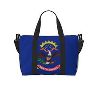 Phayah Bolsa de viaje con la bandera del estado de Dakota del Norte, bolsa de viaje para fin de semana, gimnasio, para mujeres y niñas, resistente al agua, color negro, talla única, Negro, One Size