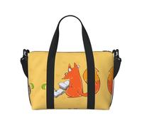 Phayah Bolsa de viaje con semillas de girasol y zorros, bolsa de deporte, bolsa de gimnasio, bolsa de hombro para fin de semana, para mujer, color negro, talla única, Negro, One Size