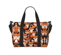 Phayah - Bolsa de viaje con texto en inglés "Lots of Cartoon Little Foxes", bolsa de deporte, bolsa de gimnasio, bolsa de noche, color negro, talla única, color negro, Negro , talla única