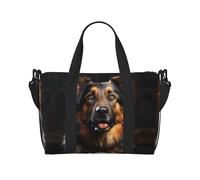 Phayah Bolsa de viaje de pastor alemán, bolsa de deporte, bolsa de gimnasio, bolsa de hombro para fin de semana, bolsa de noche para mujer, color negro, talla única, Negro, One Size
