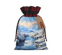 PHAYAH Bolsas de Navidad con cordón con patrón de paisaje de montaña nevada, bolsas de regalo de Navidad, bolsas de dulces de Navidad, bolsas de golosinas, bolsas de recuerdos de fiesta, bolsas
