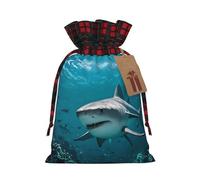 PHAYAH Bolsas de Navidad con cordón y patrón de tiburón de arrecife gris, bolsas de regalo de Navidad, bolsas de dulces de Navidad, bolsas de golosinas, bolsas de recuerdos de fiesta, pequeñas