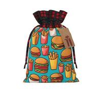 PHAYAH Bolsas de Navidad con diseño de hamburguesas fritas de dibujos animados, bolsas de regalo de Navidad, bolsas de dulces de Navidad, bolsas de golosinas, bolsas de recuerdos de fiesta, pequeñas