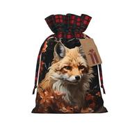 PHAYAH Bolsas de Navidad con diseño de zorro y flores con cordón, bolsas de regalo de Navidad, bolsas de caramelos, bolsas de regalo de fiesta, pequeñas