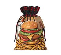 PHAYAH Bolsas de Navidad de gran tamaño con diseño de hamburguesas de dibujos animados, bolsas de regalo de Navidad, bolsas de dulces de Navidad, bolsas de golosinas, bolsas de recuerdos de fiesta,