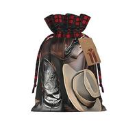 PHAYAH Bolsas de regalo de Navidad con diseño de botas occidentales de sombrero negro de vaquero, bolsas de regalo de Navidad, bolsas de dulces de Navidad, bolsas de regalo, bolsas de regalo de