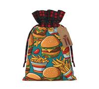 PHAYAH Bonita bolsa de regalo de arpillera con cordón para hamburguesas fritas, bolsa de almacenamiento adecuada para Navidad, fiesta de cumpleaños