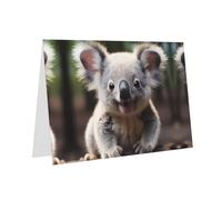 PHAYAH Bonitas tarjetas de felicitación en blanco con estampado de koala con sobres, 10 x 15 cm, tarjetas de agradecimiento para Navidad, vacaciones, cumpleaños, graduación, aniversario, color blanco