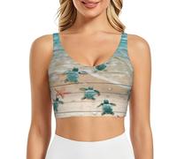 PHAYAH Brasier deportivo de tortuga marina con estrella de mar para mujer, chaleco de yoga, camiseta sin mangas para entrenamiento, fitness, pilates, danza, Negro, XXL