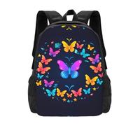 PHAYAH Butterflies Form A Circle Pattern Mochila de 16.5 pulgadas, 18 l, correas de hombro ajustables de gran capacidad, bolsa simple para todos