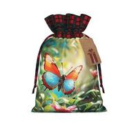 PHAYAH Butterflies In The Garden - Bolsa de regalo de arpillera con cordón de Navidad, bolsa de almacenamiento adecuada para Navidad, fiesta de cumpleaños