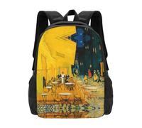 PHAYAH Cafe Terrace At Night Pattern Casual Shoulders Classic Basic Travel Backpack Travel and Outdoor Activities Resistant