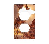 Phayah Camel in The Desert - Cubiertas decorativas para toma de corriente para receptáculo dúplex, placa de interruptor de luz, cubierta de enchufe doble individual