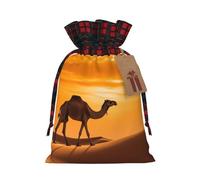 PHAYAH Camel In The Dusk Christmas - Bolsa de regalo de arpillera con cordón para caramelos, bolsa de almacenamiento adecuada para Navidad, fiesta de cumpleaños