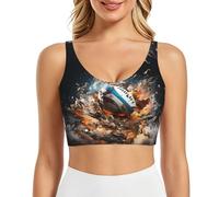 PHAYAH Camiseta sin mangas con estampado de rugby On Fire, para mujer, para entrenamiento, pérdida de peso, ejercicio, fitness, gimnasio, Negro, M