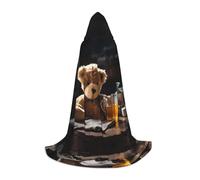 PHAYAH Capa con capucha con patrón de osos de peluche, disfraz de bruja para Halloween, disfraz de cosplay, baile de máscaras, para mujeres y hombres, talla M