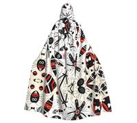 PHAYAH Capa con capucha con patrón de trazos abstractos, disfraz de bruja, disfraz de Halloween, disfraz de cosplay para mujeres y hombres