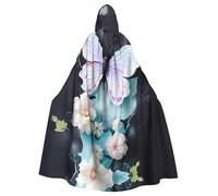 PHAYAH Capa con capucha de mariposa blanca para adultos, capa neutra con capucha para cosplay, Halloween, bruja, bata de fiesta de Navidad
