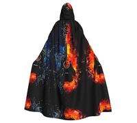 PHAYAH Capa con capucha para adultos con diseño de guitarra de hielo y fuego, capa con capucha para mujer y hombre, disfraz de Halloween, fiesta de disfraces de cosplay