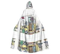 PHAYAH Capa con capucha para adultos con patrón de campistas felices, capa con capucha para mujer y hombre, disfraz de Halloween, fiesta de disfraces de cosplay