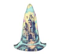 PHAYAH Capa con capucha para adultos con patrón de castillo de cuento de hadas, para mujeres y hombres, disfraz de Halloween, fiesta, cosplay, negro, talla M