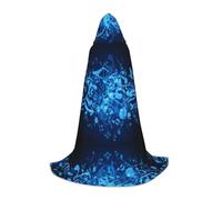 PHAYAH Capa con capucha para adultos con patrón de notas musicales azules, disfraz de Halloween para mujer y hombre, fiesta de disfraces, talla M