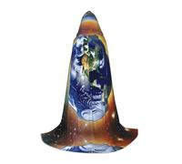 PHAYAH Capa con capucha para adultos con patrón de tierra cósmica, disfraz de Halloween para mujer, hombre, fiesta de disfraces, talla S