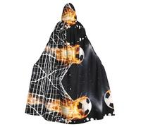 PHAYAH Capa con capucha para adultos, diseño de fuego de fútbol, para bailes de máscaras, cosplay, Halloween, bruja, fiesta de Navidad