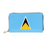 PHAYAH Cartera de piel con diseño de bandera de Santa Lucía para mujer, tarjetero de crédito, cartera larga para mujer